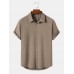 Mens Solid Color Button Up Daily Short Sleeve Shirts