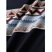 Mens Chevron Pattern Stitching Crew Neck Ethnic Short Sleeve T  Shirts