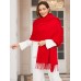 Pure Wool Scarf Shawl w/ Fringed Decoration 200x70cm/79