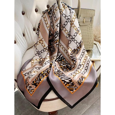 Chain Pattern Silk Square Scarf 88x88cm Chain Pattern Silk Square Scarf 88x88cm
