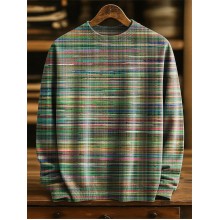 Retro Gradient Multicolor Pattern Art Print Knit Pullover Sweater
