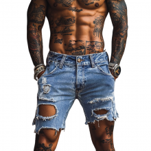 Men's Vintage Distressed Denim Shorts MTA1272F6X