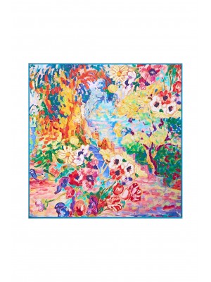 Pure Silk Oil Painting Square Scarf - Size 53x53cm