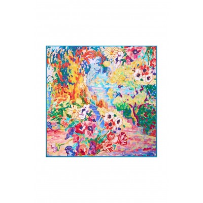 Pure Silk Oil Painting Square Scarf - Size 53x53cm Pure Silk Oil Painting Square Scarf - Size 53x53cm