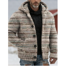 Casual Abstract Art Print Bottoned Sweater Cardigan