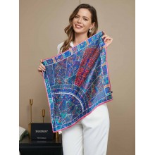 100% Mulberry Silk Floral Pattern Scarf 53x53cm