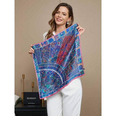 100% Mulberry Silk Floral Pattern Scarf 53x53cm