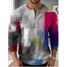 Retro Art Print Buttoned Cardigan Sweater