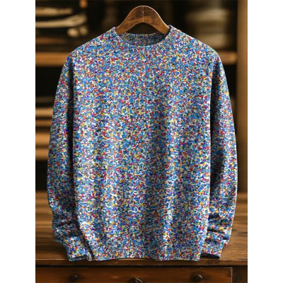 Colorful Random Spots Decorative Pattern Knit Pullover Sweater