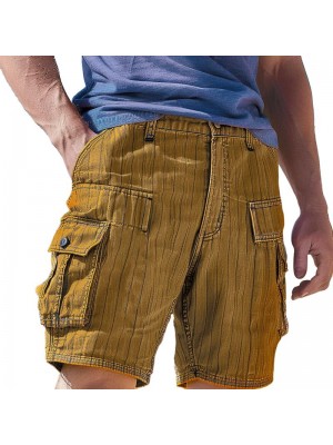 Men's Striped Print Cargo Shorts 97751502X