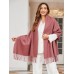 Pure Wool Scarf Shawl w/ Fringed Decoration 200x70cm/79