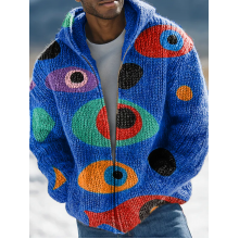 Casual Abstract Art Print Zip-up Sweater Cardigan