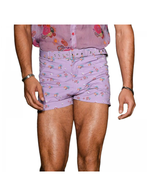 Men's Floral Print Straight Casual Shorts MTA0935F1Z (Without Belt)