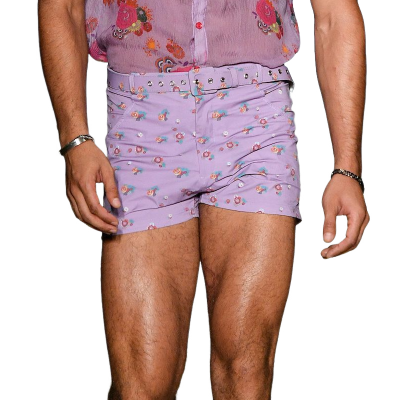 Men's Floral Print Straight Casual Shorts MTA0935F1Z (Without Belt)