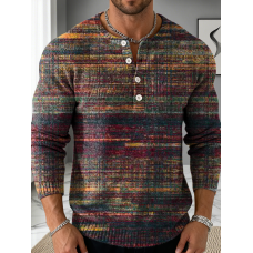 Men's Color Splicing Gradient Art Print Buttoned Cardigan Sweater