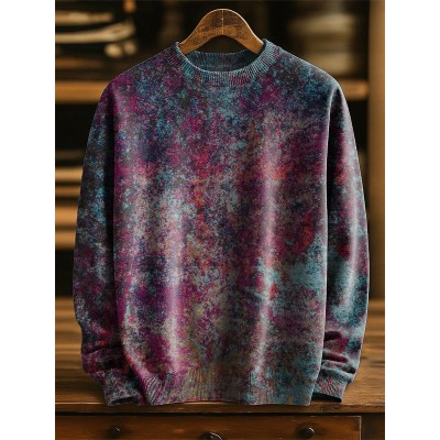 Colorful Abstract Gradient Pattern Art Print Knit Pullover Sweater
