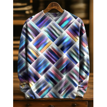 Retro Multicolor Geometry Art Print Knit Pullover Sweater