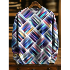 Retro Multicolor Geometry Art Print Knit Pullover Sweater