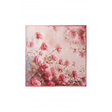 Pure Silk Rose Pattern Square Scarf - Size 53x53cm