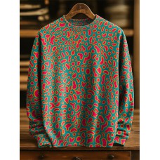 Visual Colorful Speckled Decorative Pattern Casual Round Collar Long Sleeve Sweater