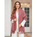 Pure Wool Scarf Shawl w/ Fringed Decoration 200x70cm/79