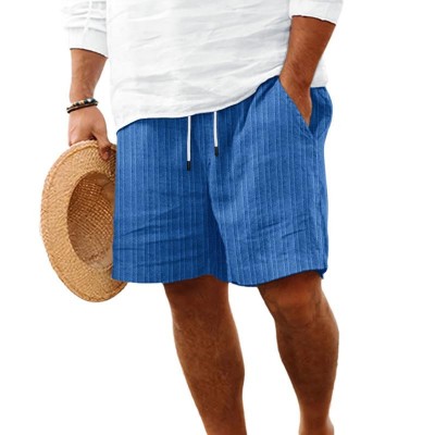 Men's Cotton Blend Striped Beach Drawstring Shorts 98769744Y