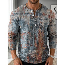 Men's Geometry Color Gradient Art Print Buttoned Cardigan Sweater
