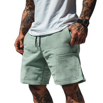 Men's Solid Waffle Elastic Casual Shorts MTA2608E7X