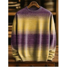 Retro Gradient Multicolor Pattern Art Print Knit Pullover Sweater