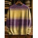 Retro Gradient Multicolor Pattern Art Print Knit Pullover Sweater