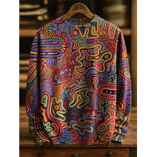 Vintage Multicolor Art Print Knit Pullover Sweater