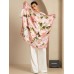 Pure Silk Pink Floral Print Square Scarf - Size 90x90cm Pure Silk Pink Floral Print Square Scarf - Size 90x90cm