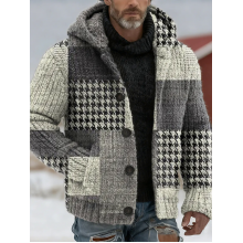 Casual Abstract Art Print Botton-up Sweater Cardigan