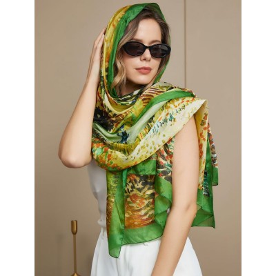 Pure Silk Oil Painting Rectangle Scarf / Shawl 175x105cm