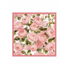 Pure Silk Pink Floral Print Square Scarf - Size 90x90cm