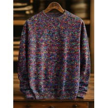 Colorful Random Spots Decorative Pattern Knit Pullover Sweater