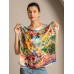 Pure Silk Oil Painting Square Scarf - Size 53x53cm Pure Silk Oil Painting Square Scarf - Size 53x53cm