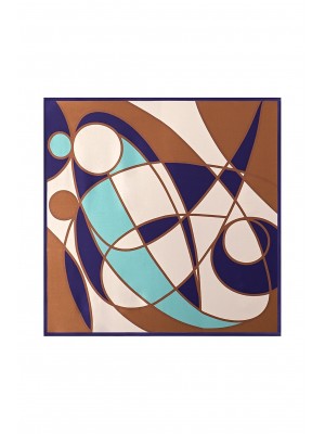 Pure Silk Geometric Pattern Square Scarf - Size 53x53cm