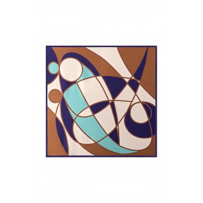 Pure Silk Geometric Pattern Square Scarf - Size 53x53cm Pure Silk Geometric Pattern Square Scarf - Size 53x53cm