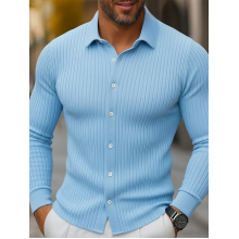 Casual Knit Vertical Stripes Lapel Cardigan Sweater