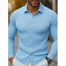 Casual Knit Vertical Stripes Lapel Cardigan Sweater